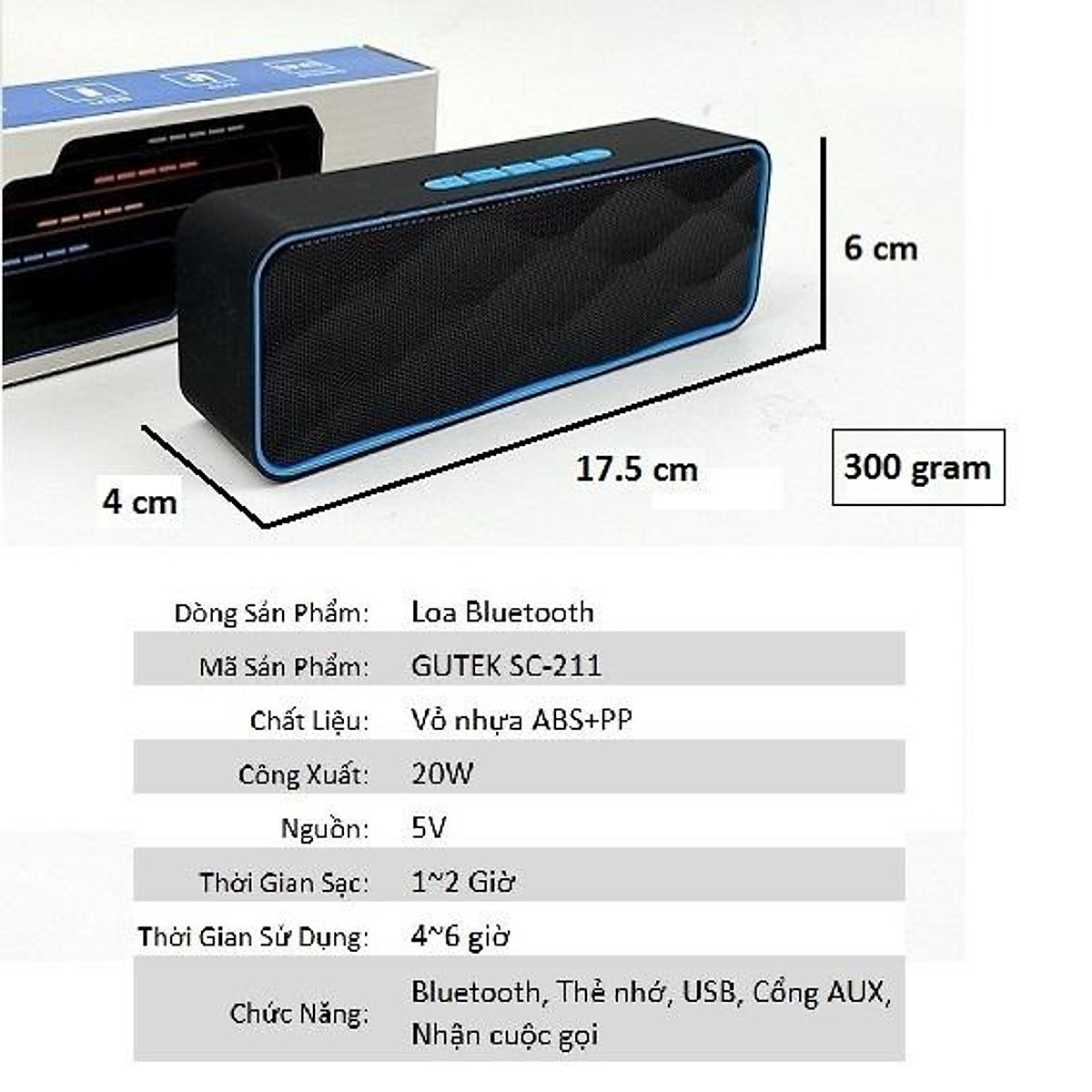 Loa Bluetooth SC211 Đẳng Cấp - Loa Không Dây Nghe Nhạc Mini - Thiết Kế Nhỏ Gọn, Tiện Lợi - Kết Nối Đa Năng Cho Cả Thẻ Nhớ Và USB - Âm Thanh Sống Động - Tặng Kèm Cap Sạc 3 Đầu