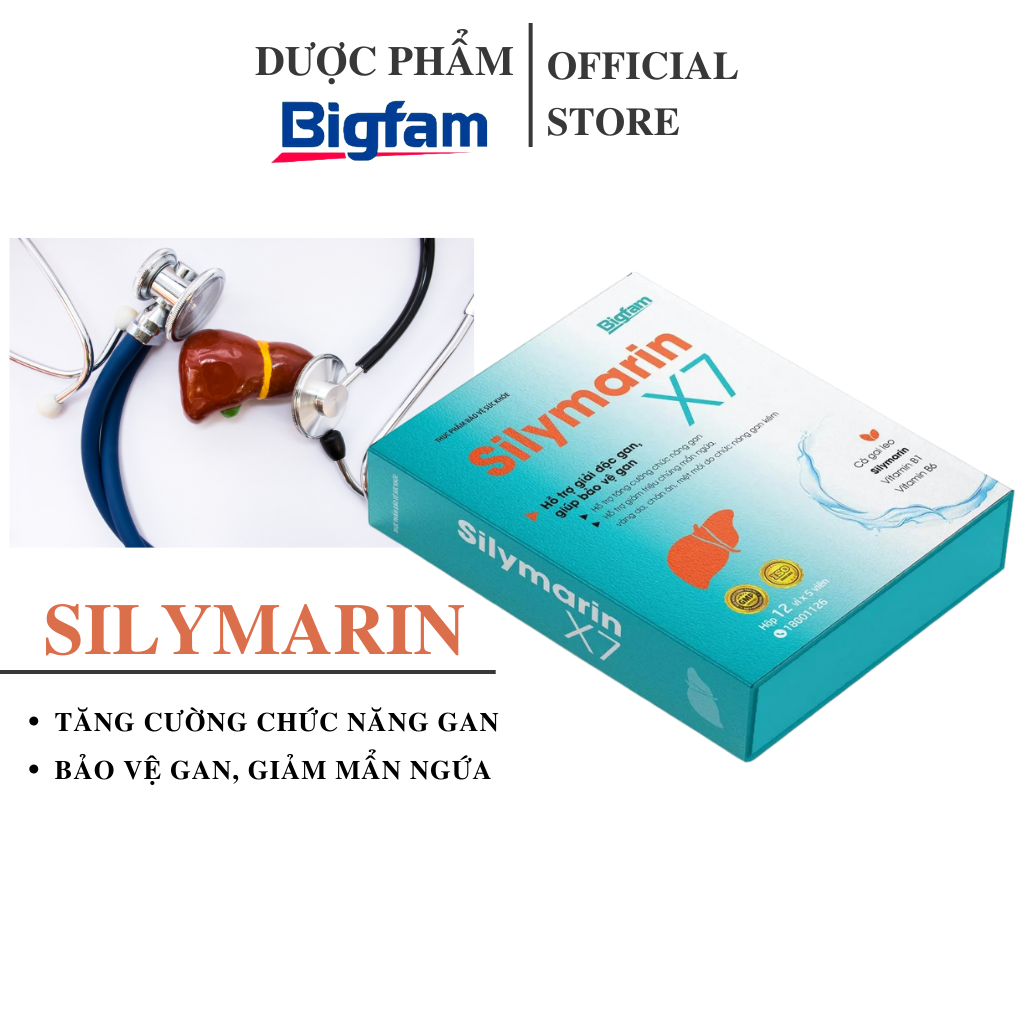 Thực phẩm bảo vệ sức khỏe viên uống hỗ trợ giải độc gan SILYMARIN X7 Bigfam