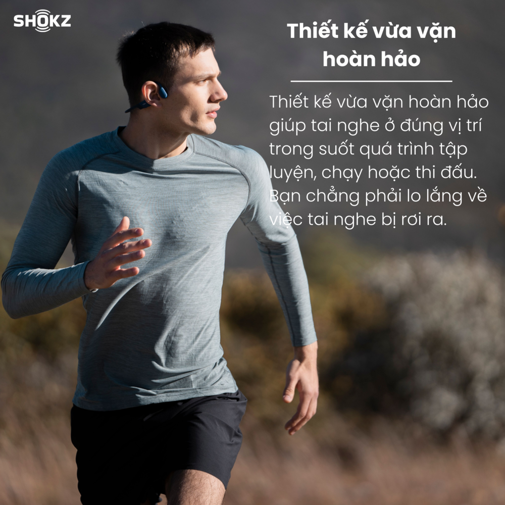Tai Nghe Bluetooth Thể Thao Truyền Âm Thanh Qua Xương SHOKZ OPEN RUN S803 Màu Xanh Dương - Hàng chính hãng