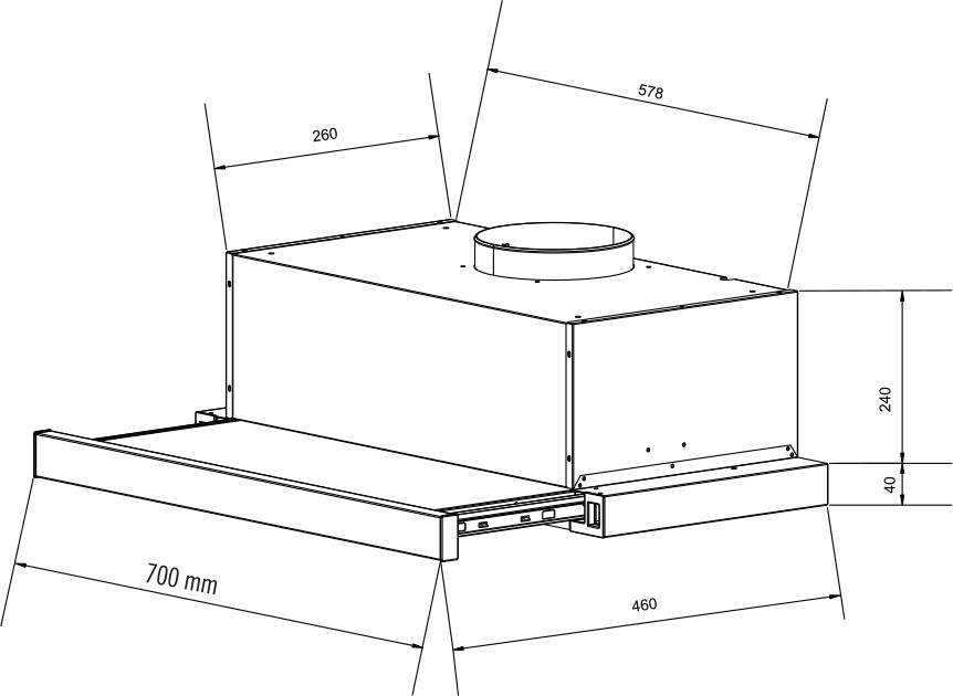 Máy hút mùi âm tủ Eurosun EH-70AF86B - HÀNG CHÍNH HÃNG