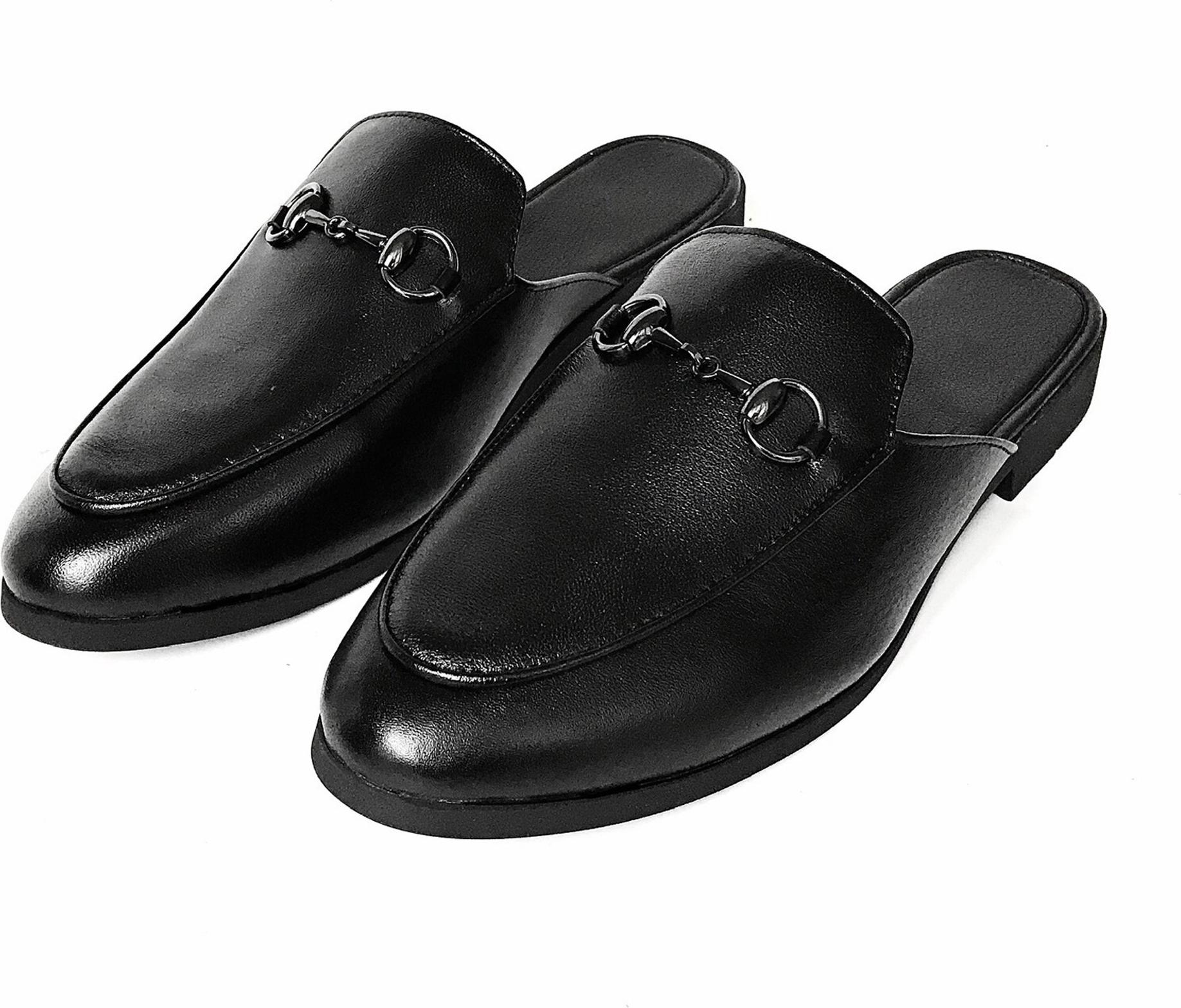 Giày Sục Nam Da Bò Đen Mules Shoes TEFOSS – HT01D