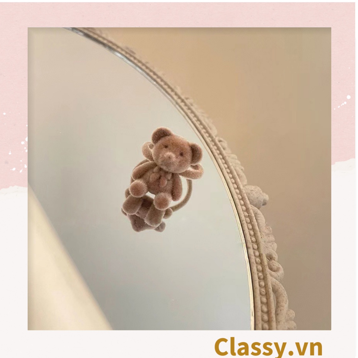 Nhẫn hở bọc vải nhung Classy  họa tiết gấu và thỏ độc đáo PK1396