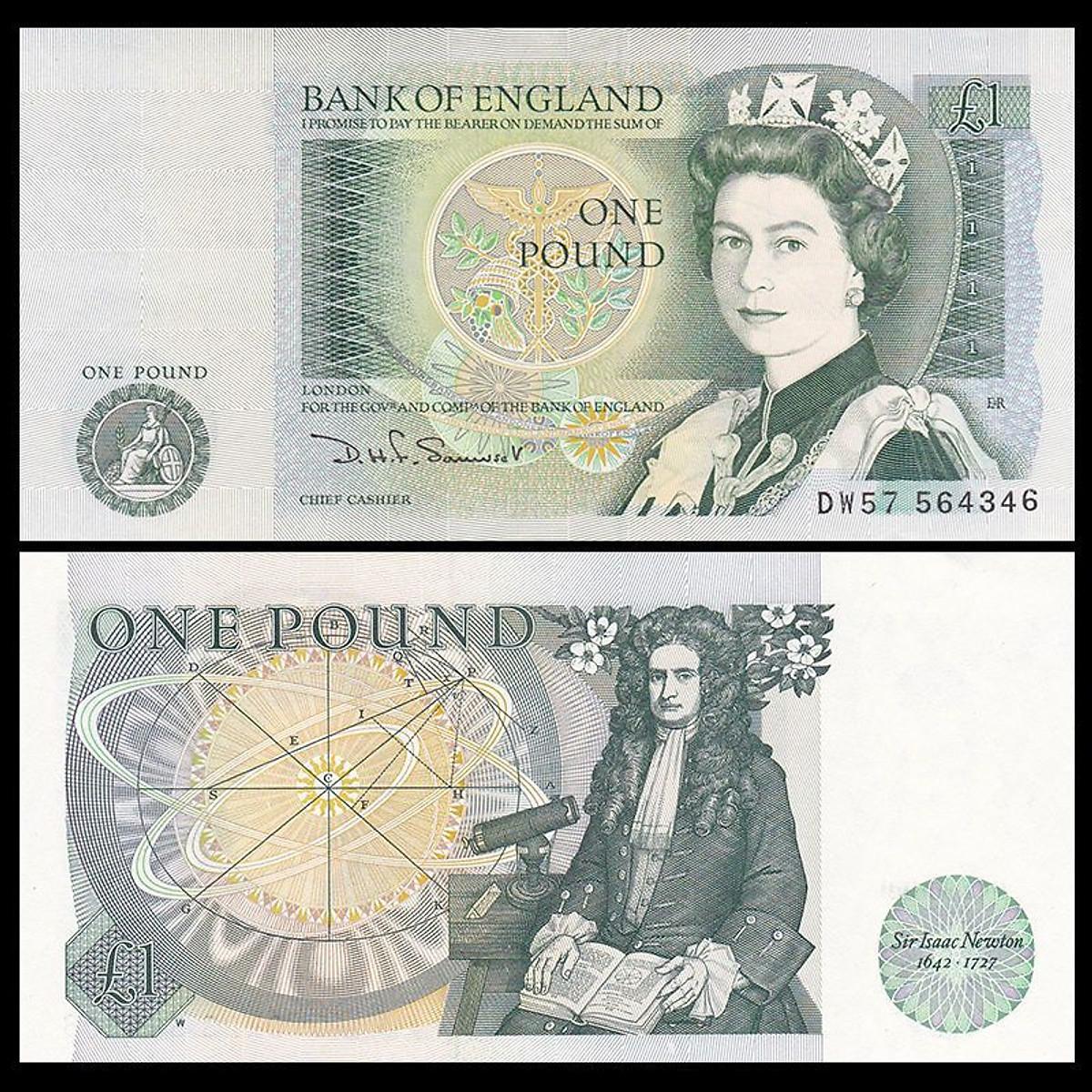 Tiền Anh Quốc mệnh giá 1 pound, mới cứng đẹp như hình
