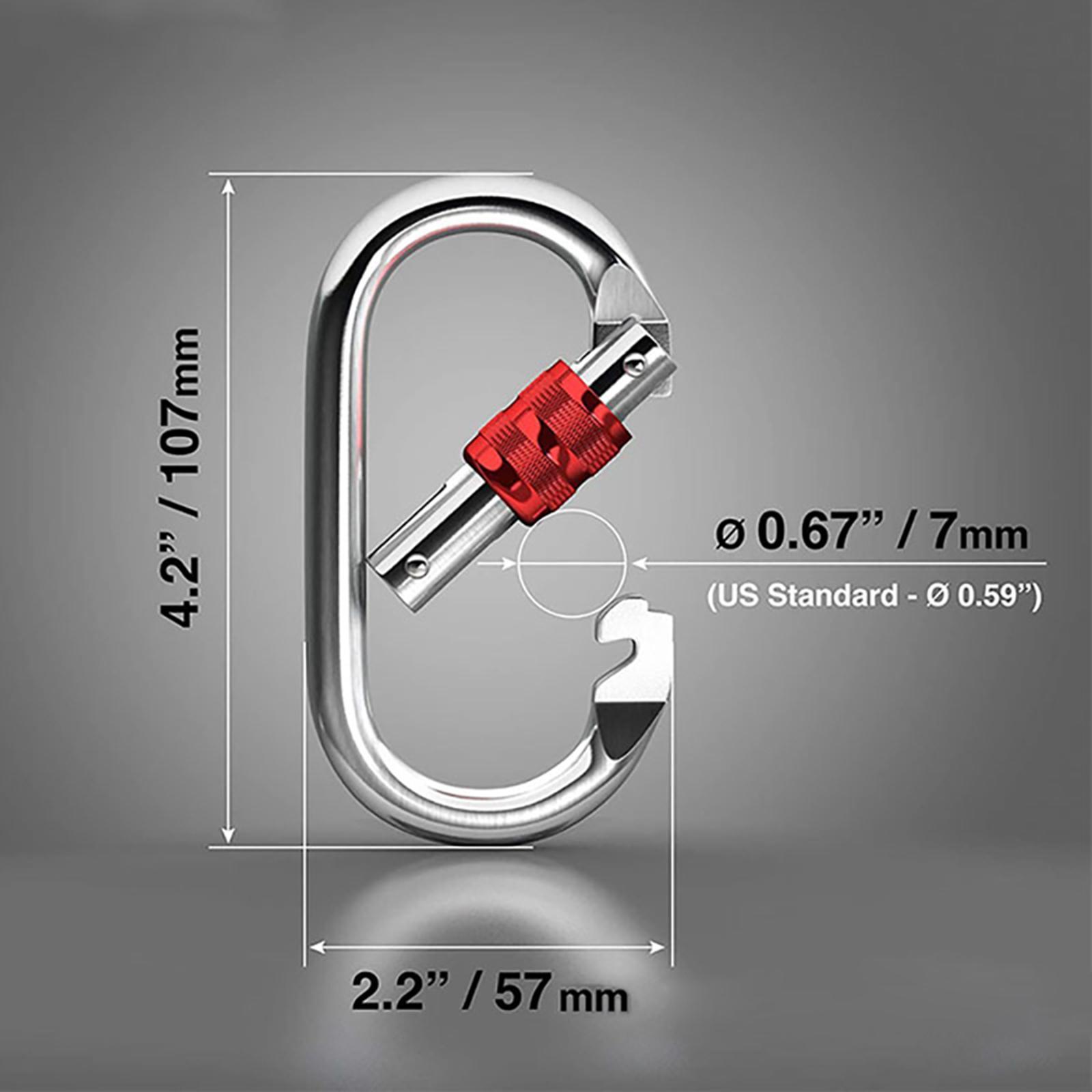 25kN Locking Carabiner Clip Keychain Lock Hook Screwgate Heavy Duty O Shaped Gear for Outdoor Camping Dog Leash Ropes Rock Climbing