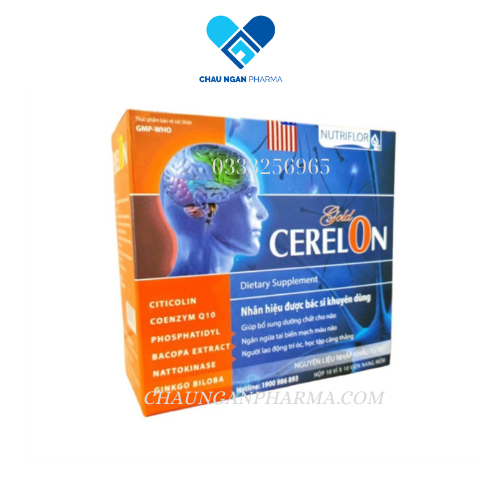 Viên uống bổ não CERELON GOLD giảm đau đầu, mất ngủ, hoa mắt chóng mặt - Hộp 100 viên