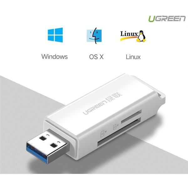 Đầu đọc thẻ nhớ SD/TF Ugreen 40753 chuẩn USB 3.0 chính hãng