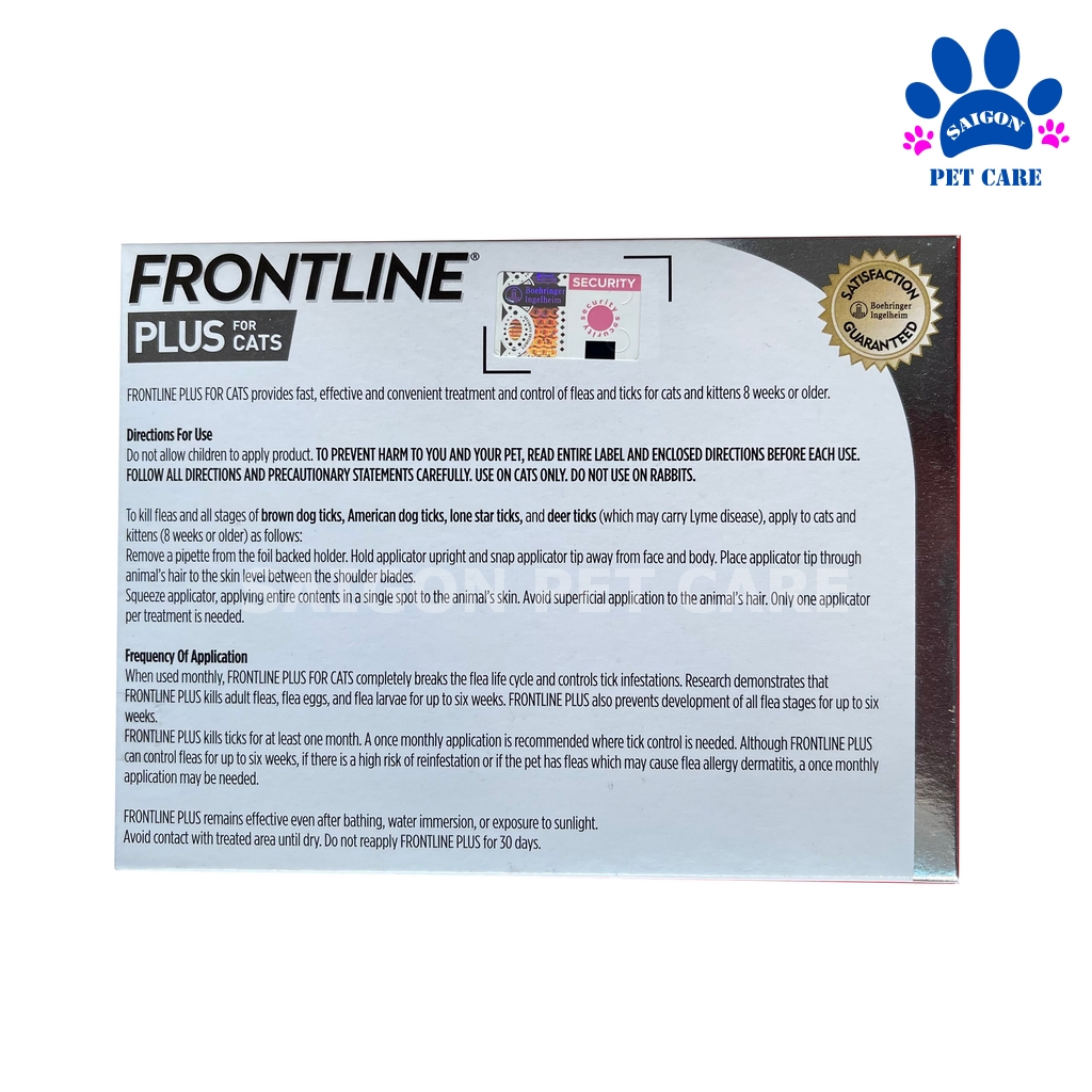 Thuốc nhỏ gáy trị ve rận, bọ chét Frontline Plus cho mèo (1 ống)