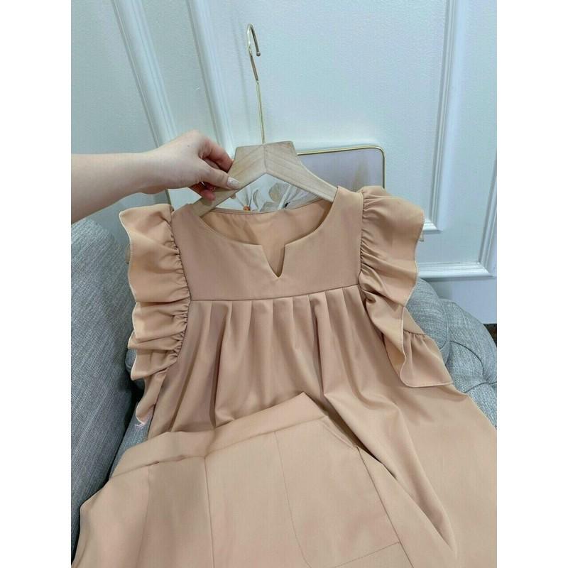 Sét bộ đùi áo tay bèo cổ chữ V xinh lung linh