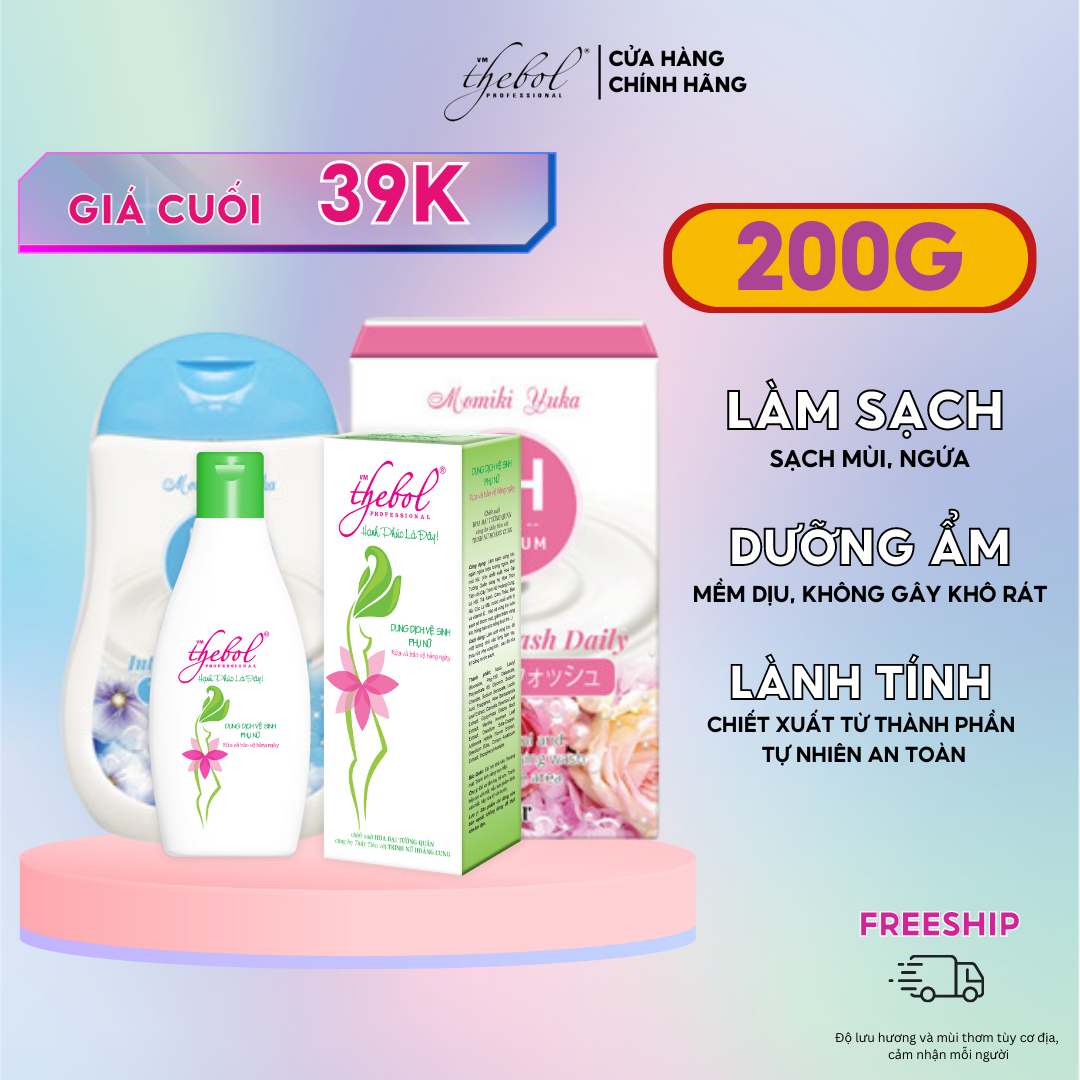 Dung dịch vệ sinh nữ Thebol nước rửa phụ khoa dạng gel giúp làm sạch an toàn dịu nhẹ ngăn mùi hôi ngứa
