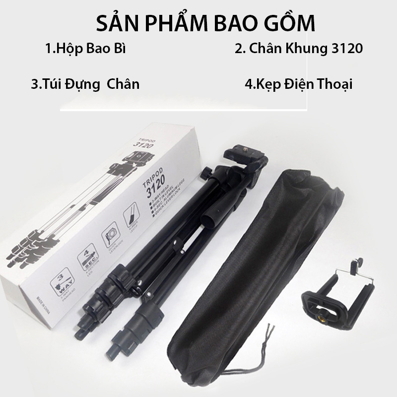 Gậy 3 chân chụp hình máy ảnh, điện thoại Tripod Floveme - 3120 - Góc quay xoay được 360 độ - Quay livestream, chụp hình  . - Hàng chính hãng