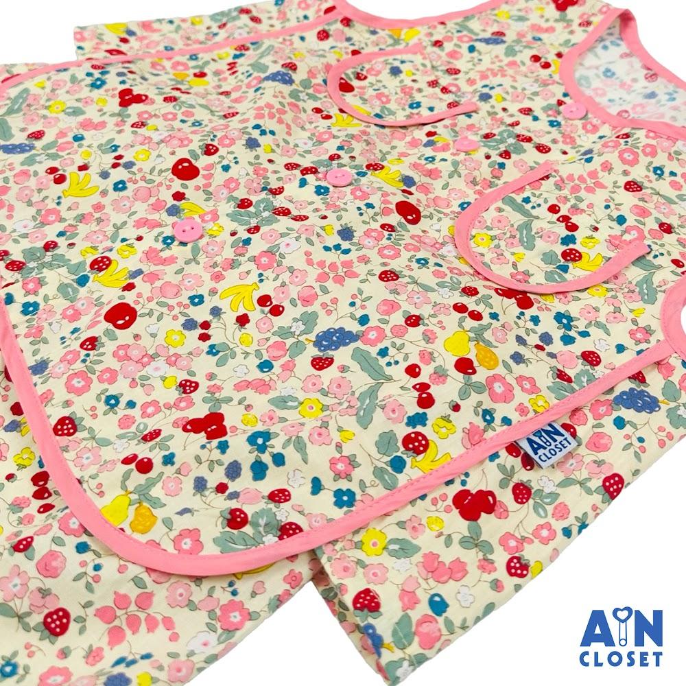 Bộ quần áo Ngắn bé gái họa tiết Hoa Nhí Dâu Hồng cotton - AICDBGKEYZC8 - AIN Closet