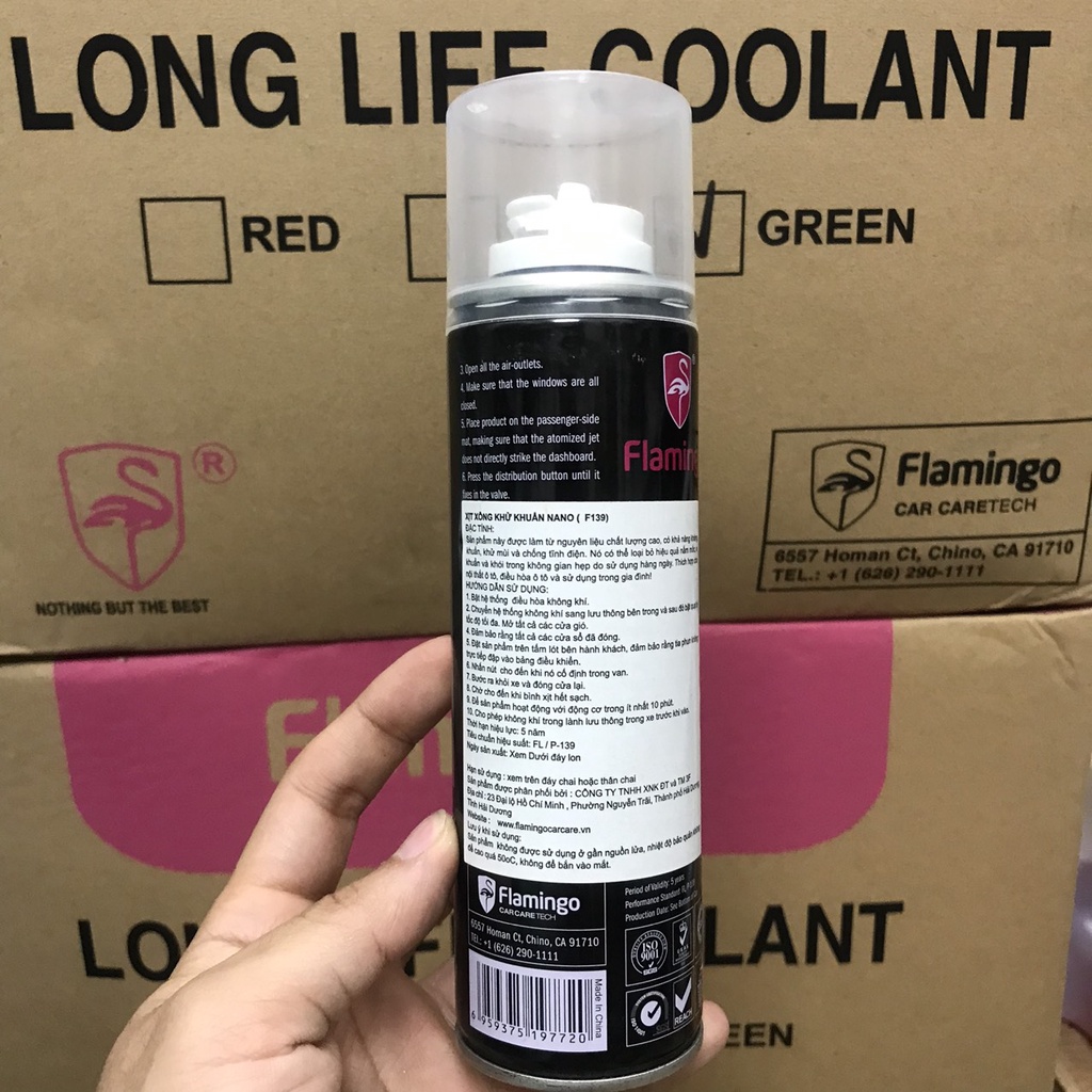 Chai xịt xông khử mùi diệt khuẩn nano trong xe ô tô Flamingo F139 - 220ml - Hàng chính hãng