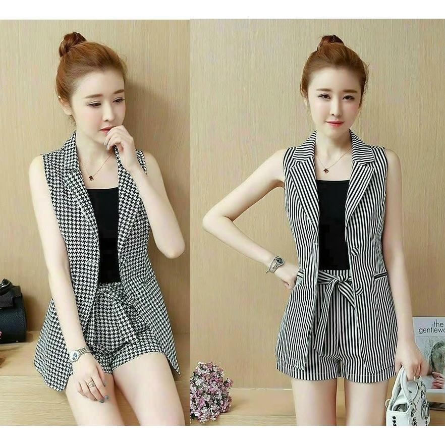 Set Vest Quần Short Áo Vest Sát Nách Kèm Áo Thun Thời Trang