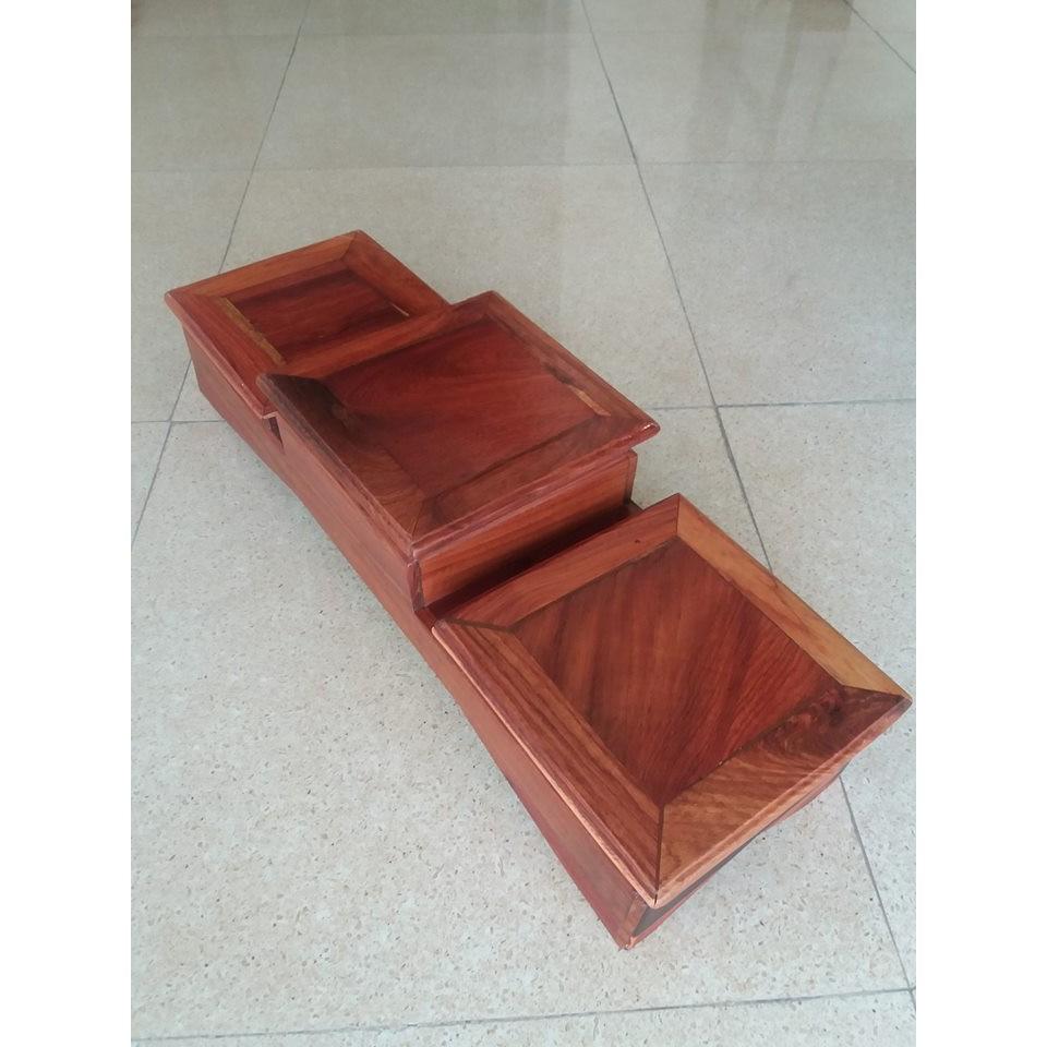 Đồ thờ -tam cấp gỗ hương mặt vuông 18cmx18cm