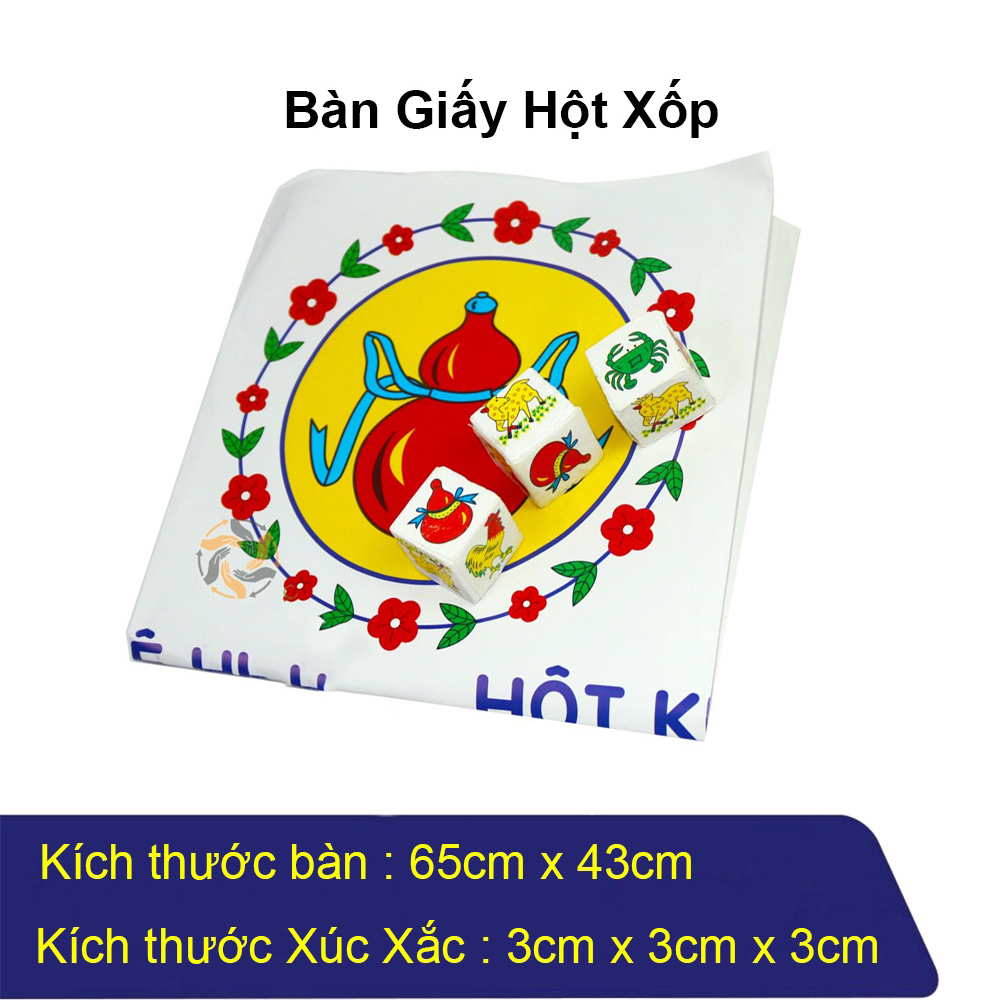 Bộ Bầu Cua Tôm Cá bàn giấy xúc xắc nhựa/xốp size to chất lượng cao Hột Kê Huề