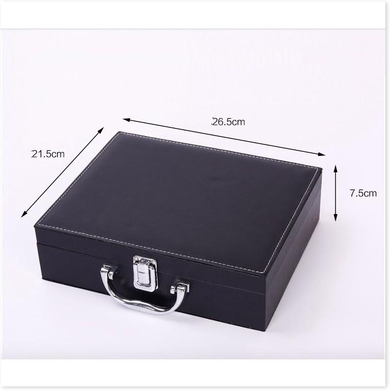 Hộp dụng cụ khui champagne chuyên nghiệp - Black Leather Box