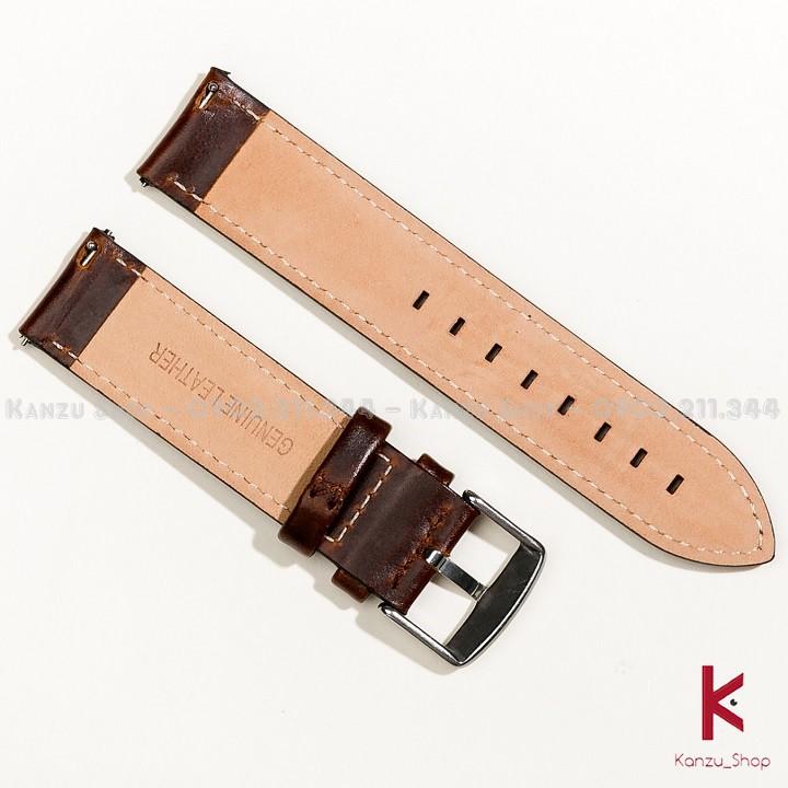 Dây Đồng Hồ Da Bò Thật Khóa Bạc - Dây Da Đồng Hồ 12mm 14mm 18mm 19mm 20mm