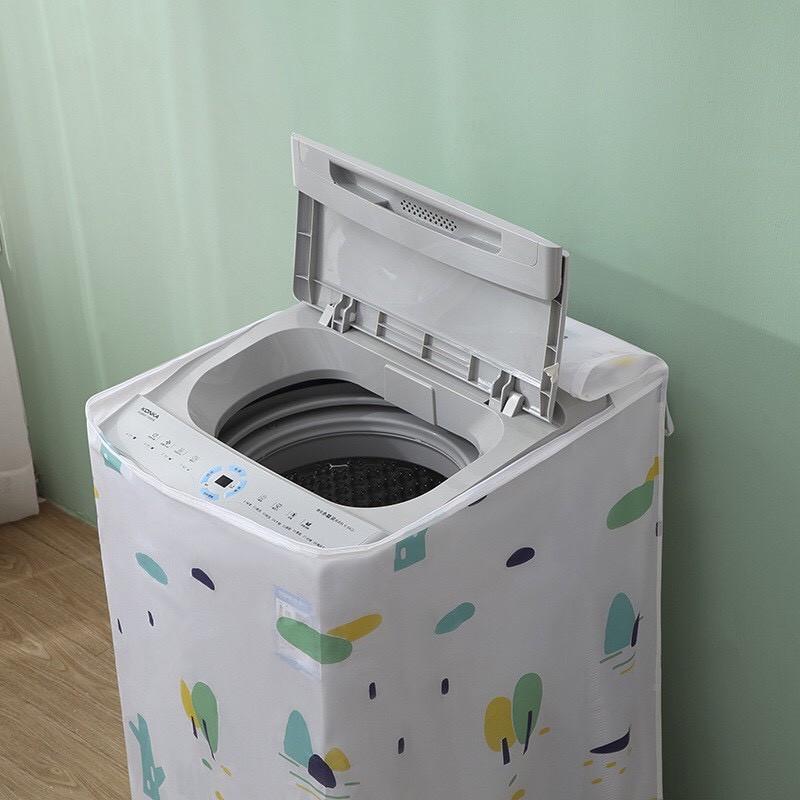 Áo trùm máy giặt VẢI TRONG SALIN chống nước - LỒNG ĐỨNG CỬA TRÊN