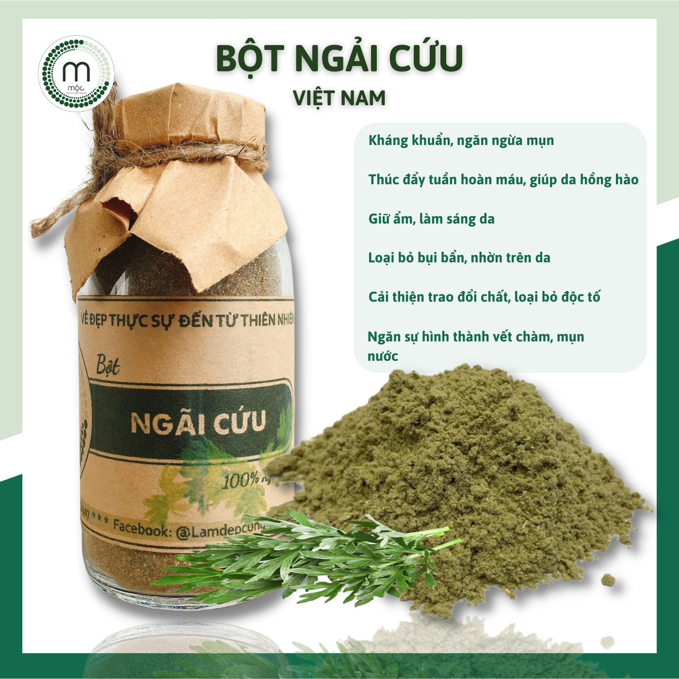 Bột Ngãi Cứu đắp mặt dưỡng ẩm nguyên chất 200ml