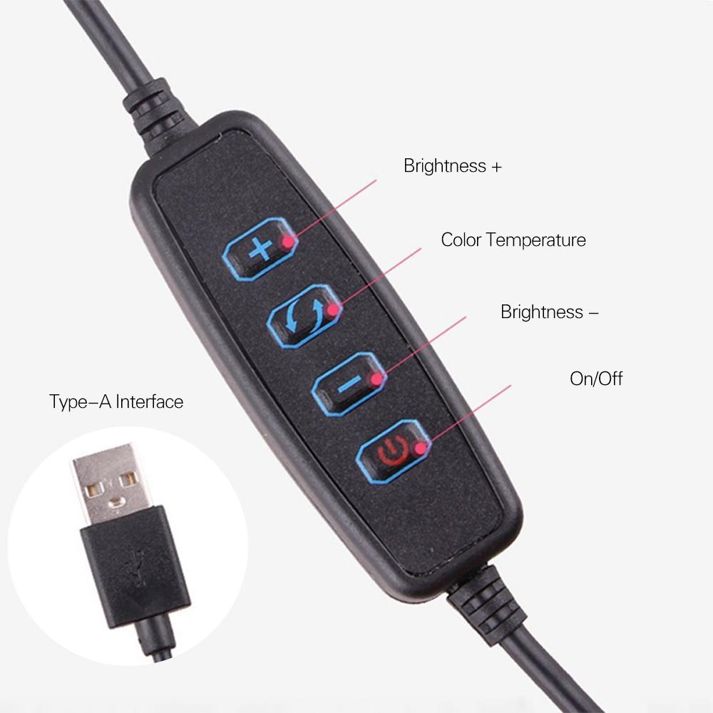 Đèn LED Ring Light 2900-6500K với giá đỡ để bàn Màn trập từ xa cho trang điểm truyền phát video 10in / 26cm Video LED Ring Light 2900-6500K