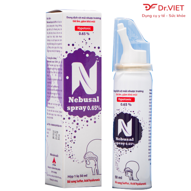 Dung dịch xịt mũi nhược trương Nebusal spray 0.65% Chính hãng - Giúp cấp ẩm, giảm khô mũi, phục hồi tổn thương mũi, phù hợp cho cả người lớn và trẻ nhỏ(50ml)