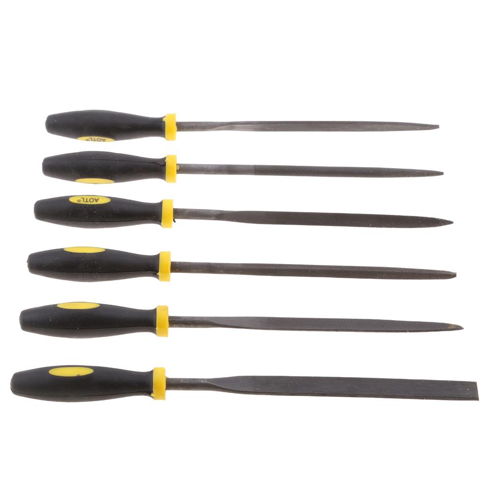 6Pc Steel Rasp Neecle File Set Jeweler Wood Carving Tool Rubber Handle
