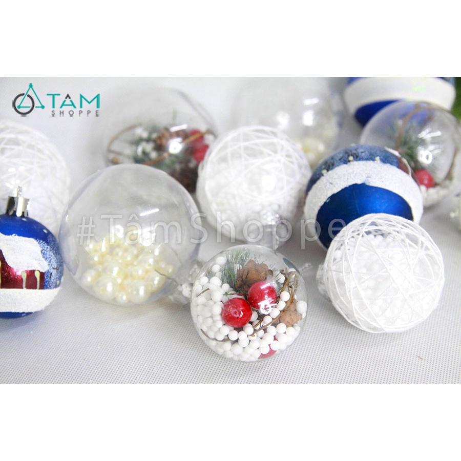 Set 3 trái châu trang trí noel họa tiết thủ công X-TRCH-22