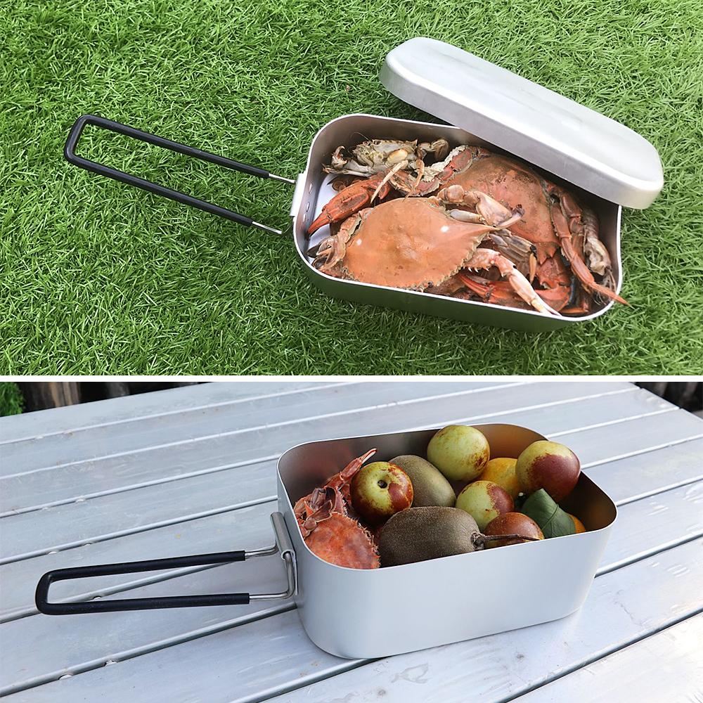 Bộ Combo Bếp Gấp Min Hộp cơm nhôm cao cấp có tay cầm Giá hấp Kính chắn gió Bộ Nĩa Gấp Thìa