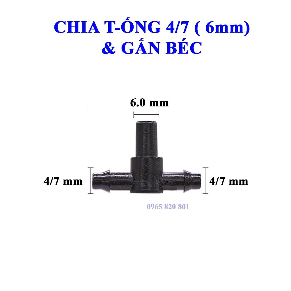 Chia T nối ống 4.7mm và gắn đầu béc phun sương các loại