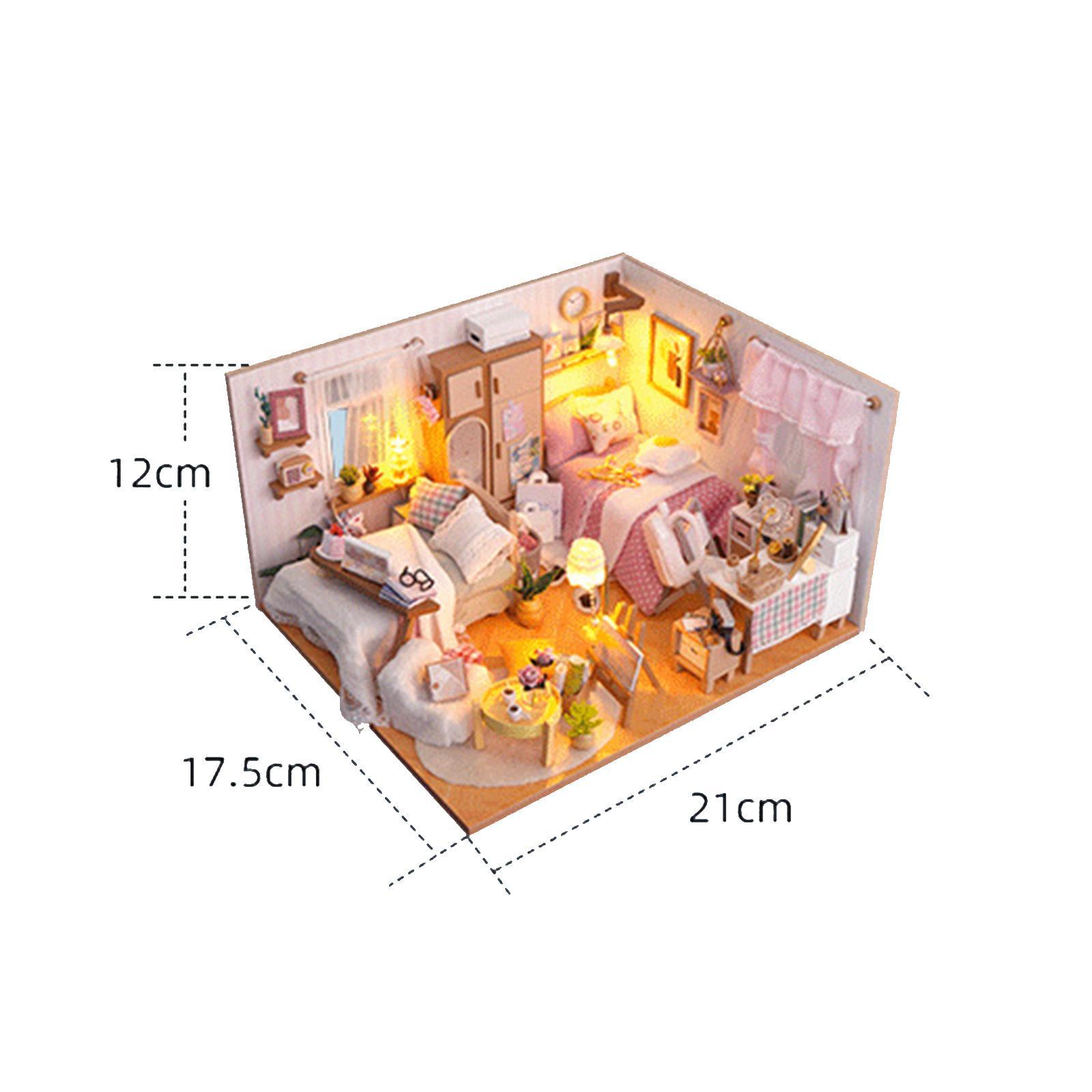 DIY Wooden Miniature Dollhouse Kits, Creative Bedroom, Birthday Gifts, with Furniture Educational Toy Modern for Boys Girls Doll House Model