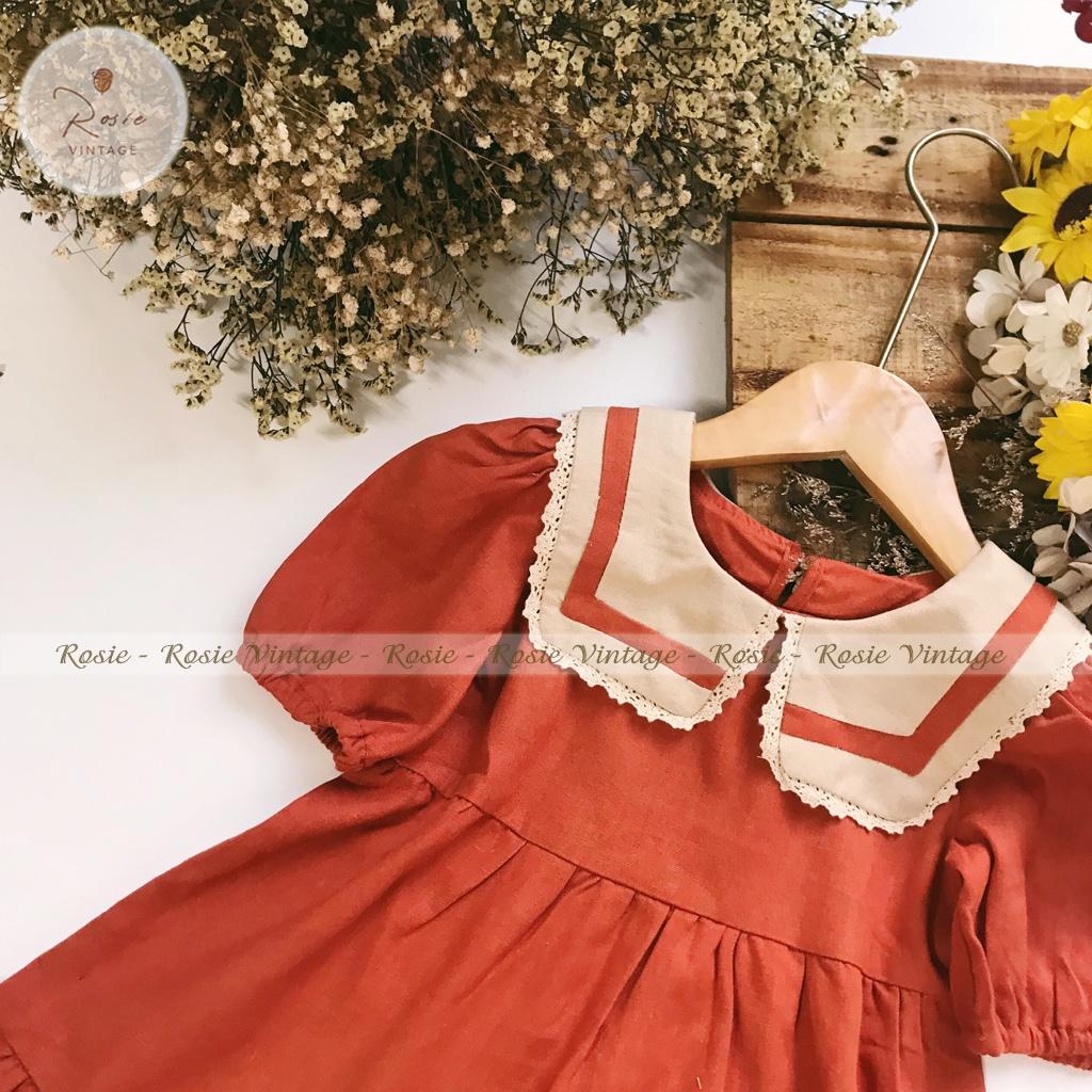 Váy thủy thủ ROSIE V20, chất vải Linen 100% tự nhiên, thấm hút mồ hôi cực tốt, mặc thoáng mát cho bé gái từ 9 - 36kg