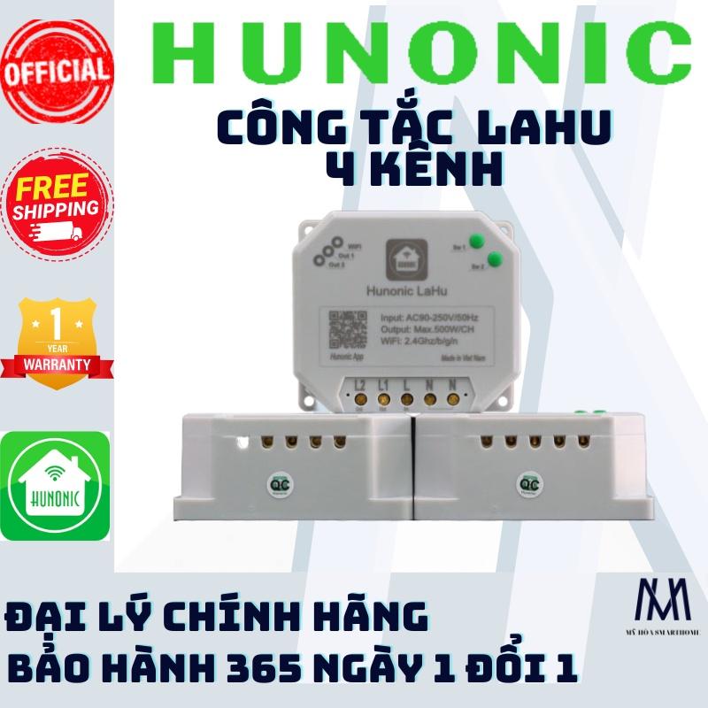 Công Tắc Điều Khiển Từ Xa Qua Điện Thoại Hunonic Lahu 4 kênh│Công tắc thông minh kết nối Wifi│ Hàng Việt