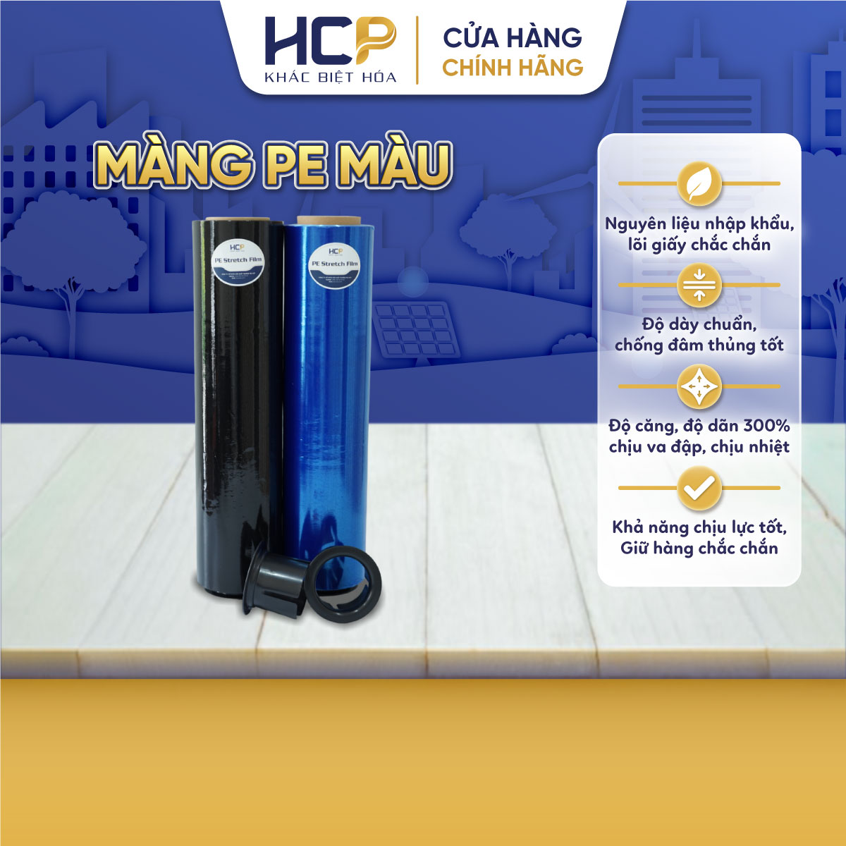 Màng Pe Màu Quấn Hàng HCP Giúp Bảo Vệ Hàng Hóa Tránh Các Tác Động Từ Bên Ngoài