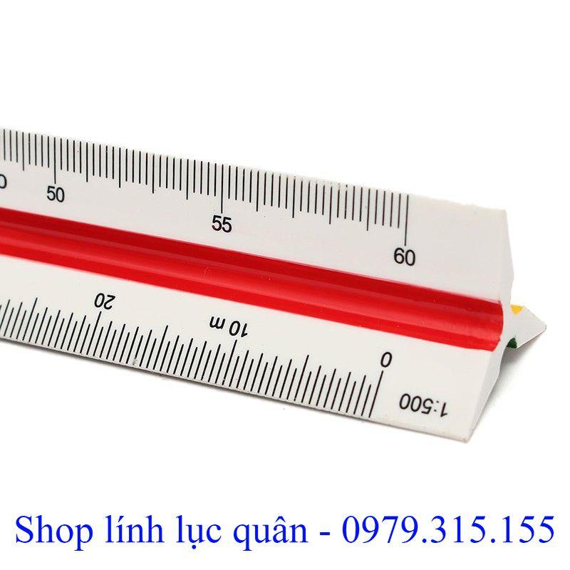 Thước chỉ huy tham mưu 3 cạnh đo tỉ lệ 1:100~1:500 chiều dài 30cm chuyên dụng chất lượng cao