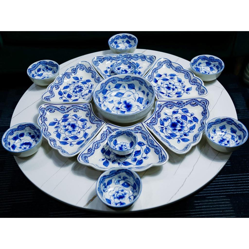 Bộ Hoa Mặt Trời - Bộ Thờ Cúng Bát Tràng 15 Sản Phẩm - Họa Tiết Phù Dung Me
