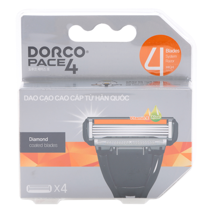 Vỉ 04 Đầu Cạo Râu 4 Lưỡi Dorco Pace 4 FRA 1040-4B