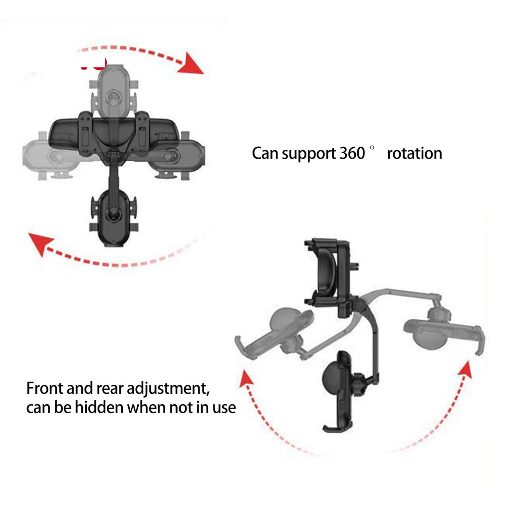 Giá Đỡ Điện Thoại Xoay 360 Độ Gắn Gương Chiếu Hậu Xe Hơi Có Thể Kéo Dài