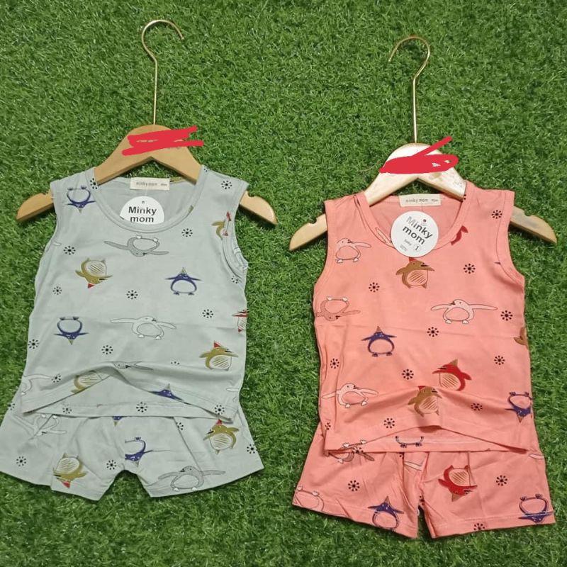 Bộ ba lỗ thun lạnh MinkyMom cho bé trai, bé gái size nhí