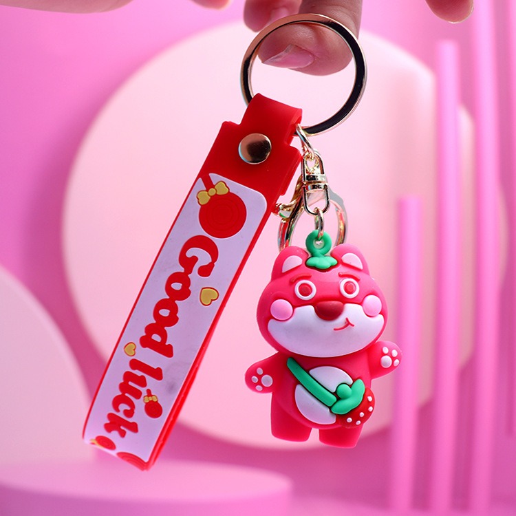 Móc Chìa Khóa Gấu dâu Lotso Hồng Dễ Thương, phụ kiện đeo balo túi ví xinh yêu cute Lalunavn A92