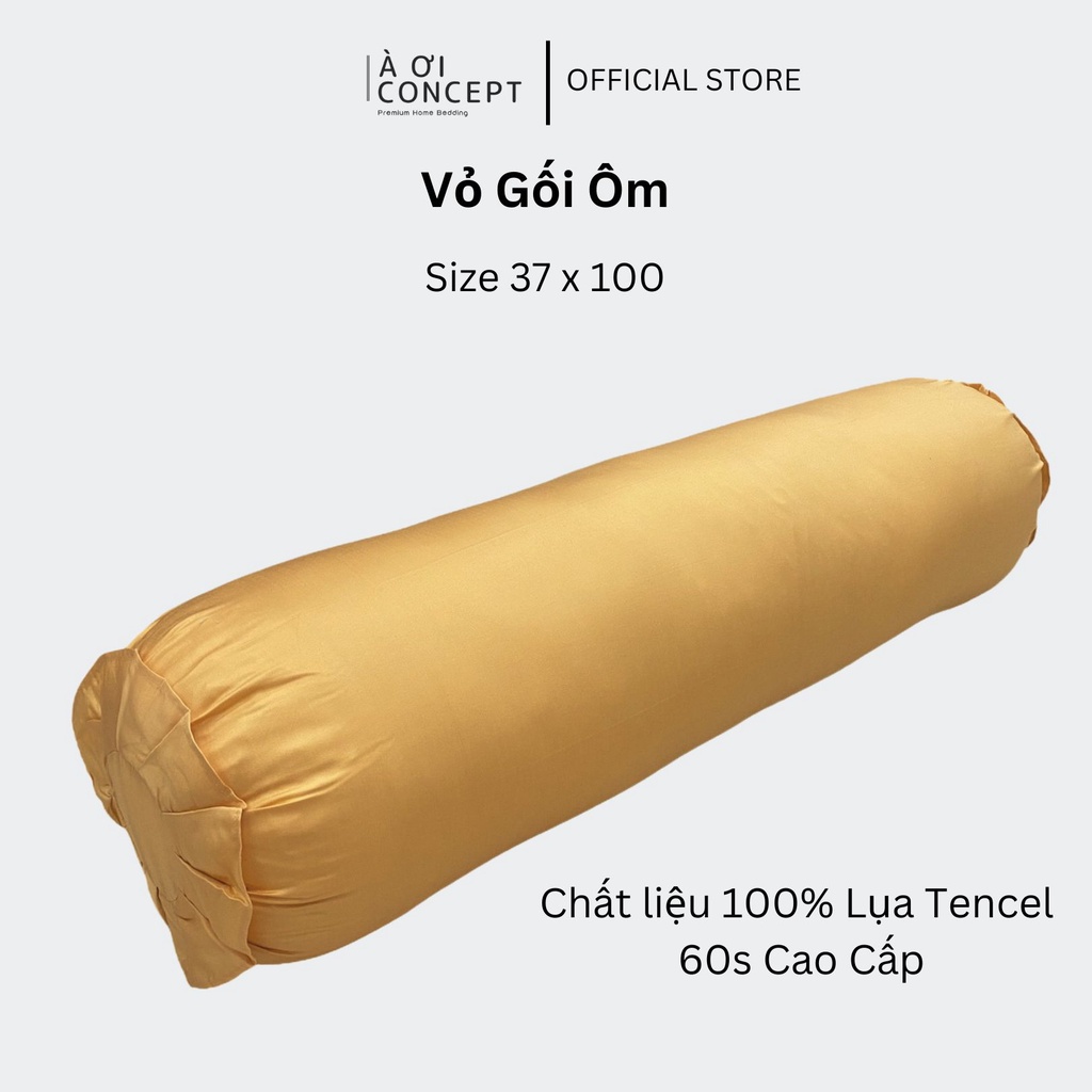 Vỏ Gối Ôm Lụa Tencel Hàn Quốc Cao Cấp À Ơi Concept Màu Trơn Nhiều màu Dây kéo khoá Size 37x100 cm