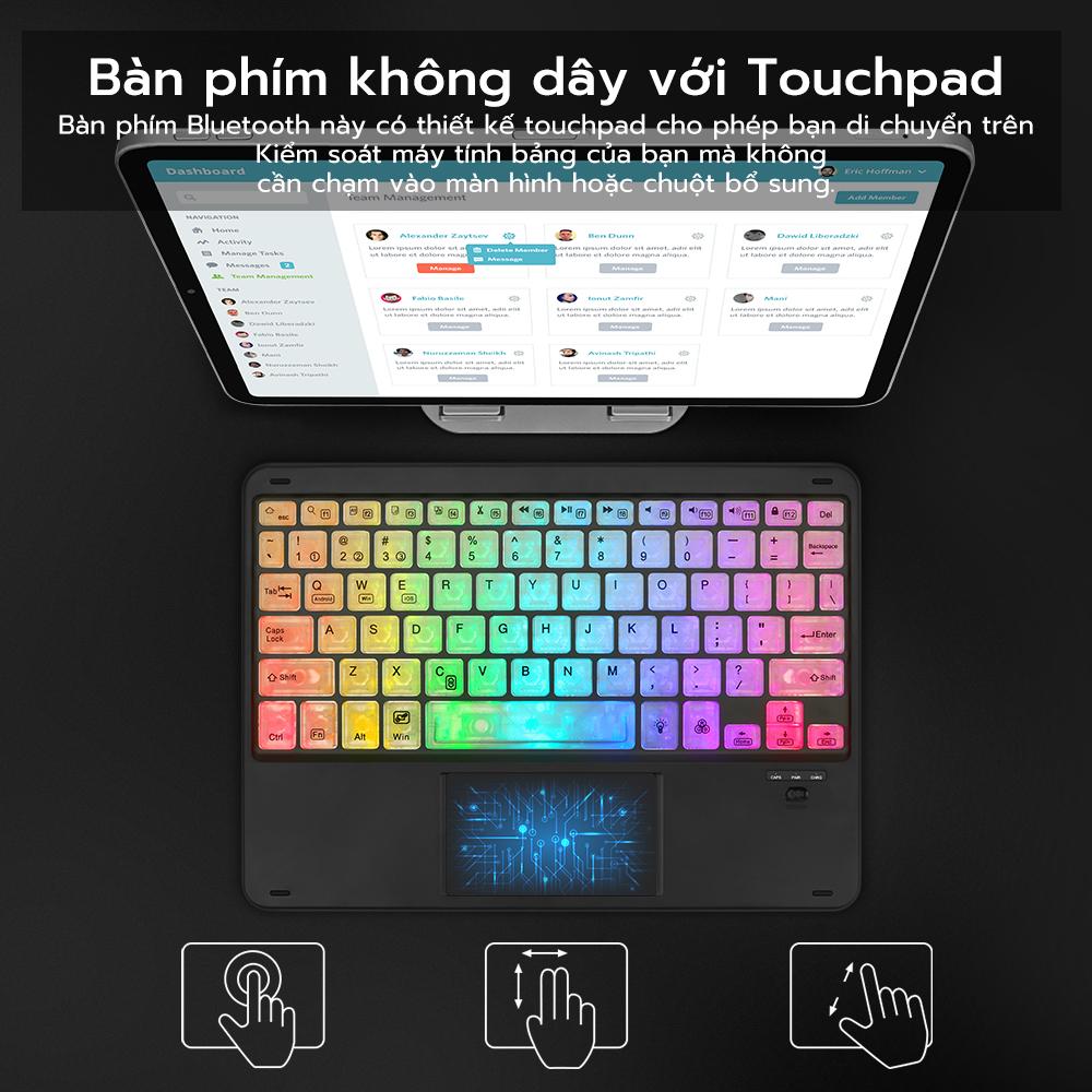 [HÀNG CHÍNH HÃNG GOOJODOQ] Bàn phím không dây bluetooth GOOJODOQ Đèn LED RGB thích hợp cho Điện thoại iPad Pro Air Xiaomi Huawei Android Windows