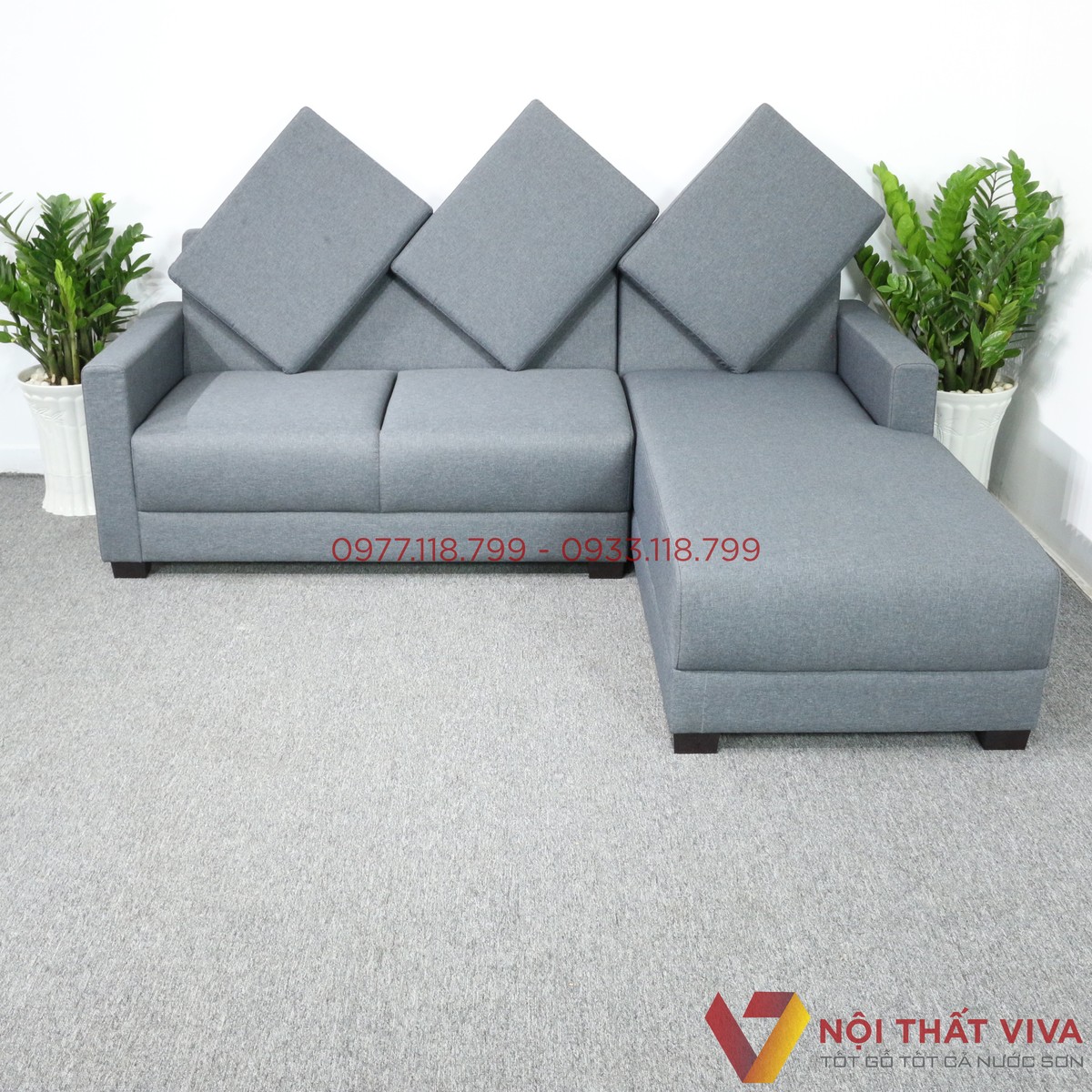Bộ Sofa Góc Chữ L Bọc Nỉ Gọn Đẹp Hiện Đại Giá Rẻ