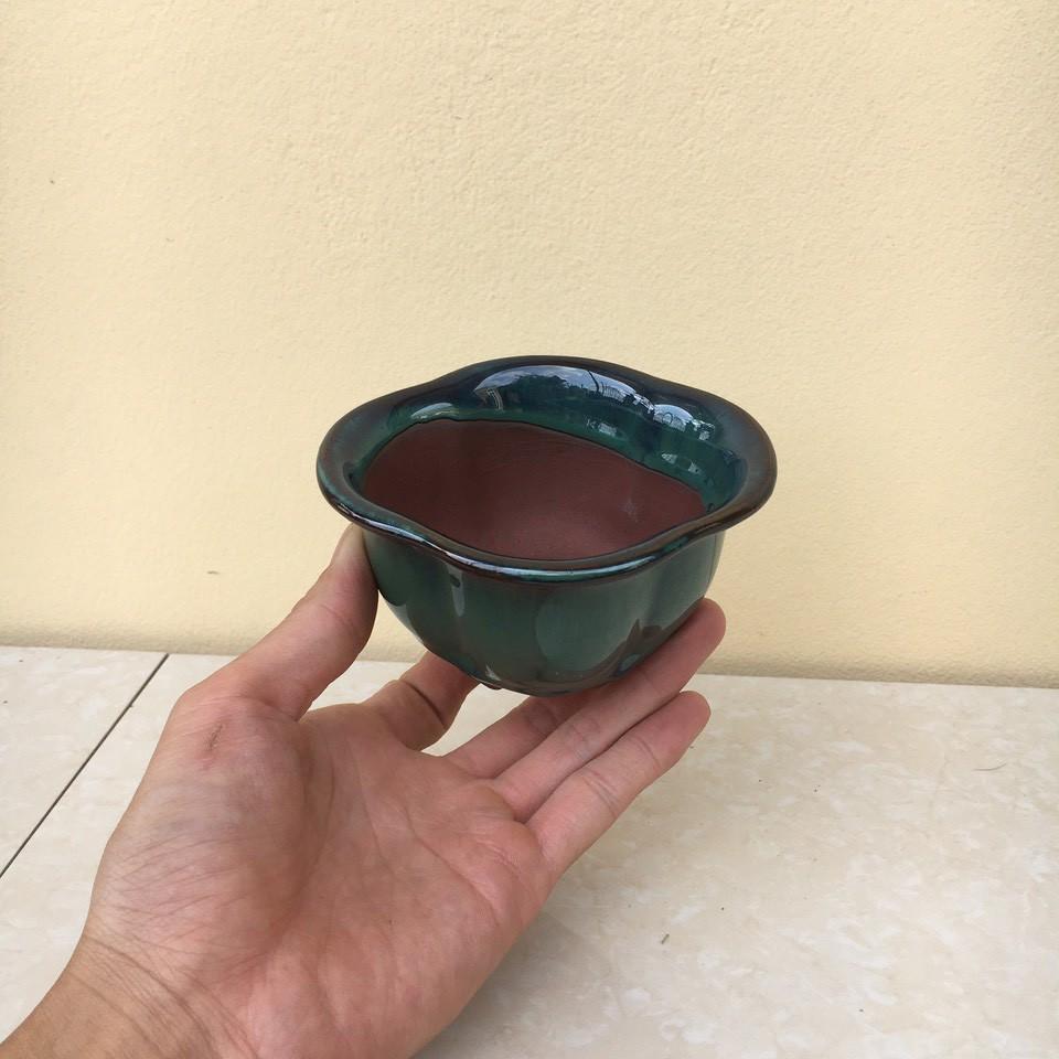 Chậu bonsai áng mây cao mini men hỏa biến gốm Bát tràng 1 size BM-02