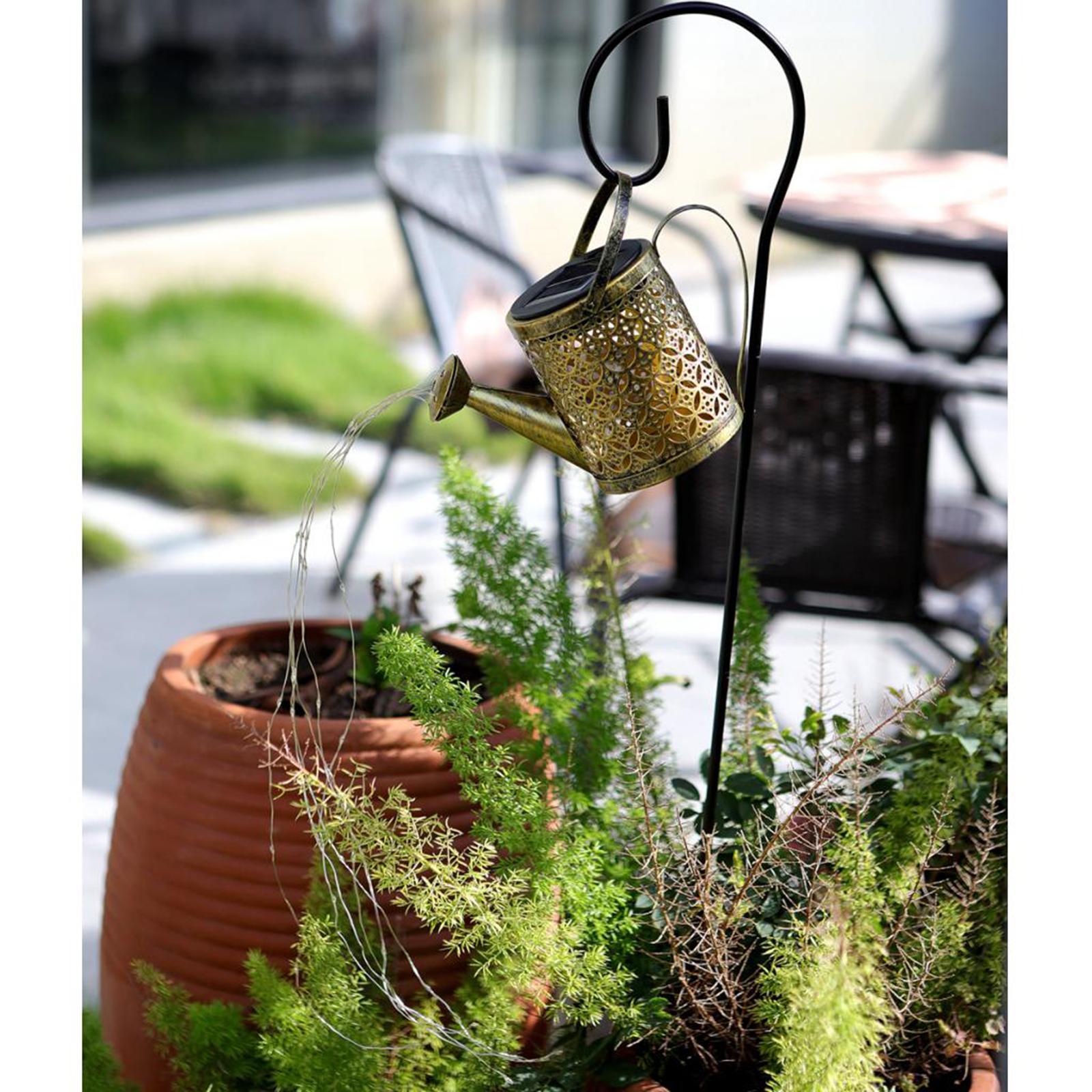 2x Outdoor Solar Watering Can with Lights for Patio Decoration