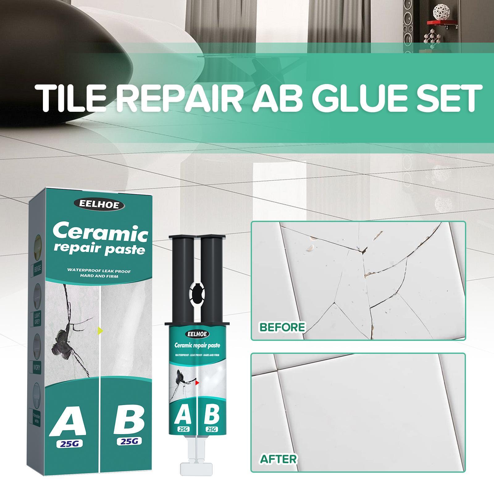 Tile Repair Agent Drywall Patch Repair Set Easy to Fill Quick Drying 50G Ab Glue Set Ceramic Crack Repairing Agent for Bathroom Crack Repair