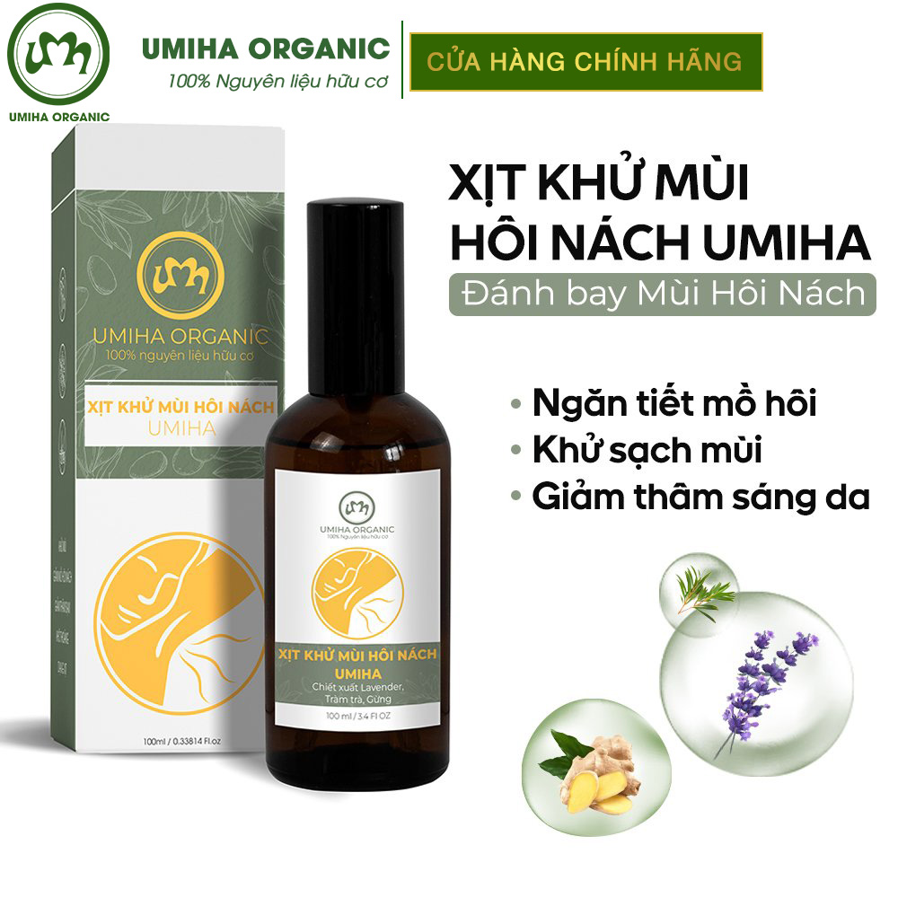 Xịt ngăn mùi nách trắng nách UMIHA (45ml) - Xịt khử mùi thay lăn khử mùi hôi nách, giúp trắng da nách, ngừa thâm nách