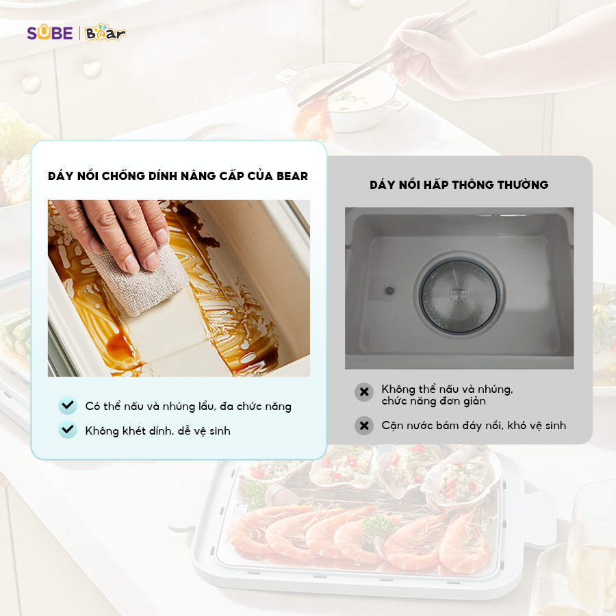 Nồi Hấp Bear Nồi Hấp Điện 3 tầng Nồi Lẩu Điện Kèm Hấp Đa Năng Cảm Ứng Hấp Lẩu Hầm Healthy Tiết Kiệm Điện - Hàng Chính Hãng DZG-P20W7