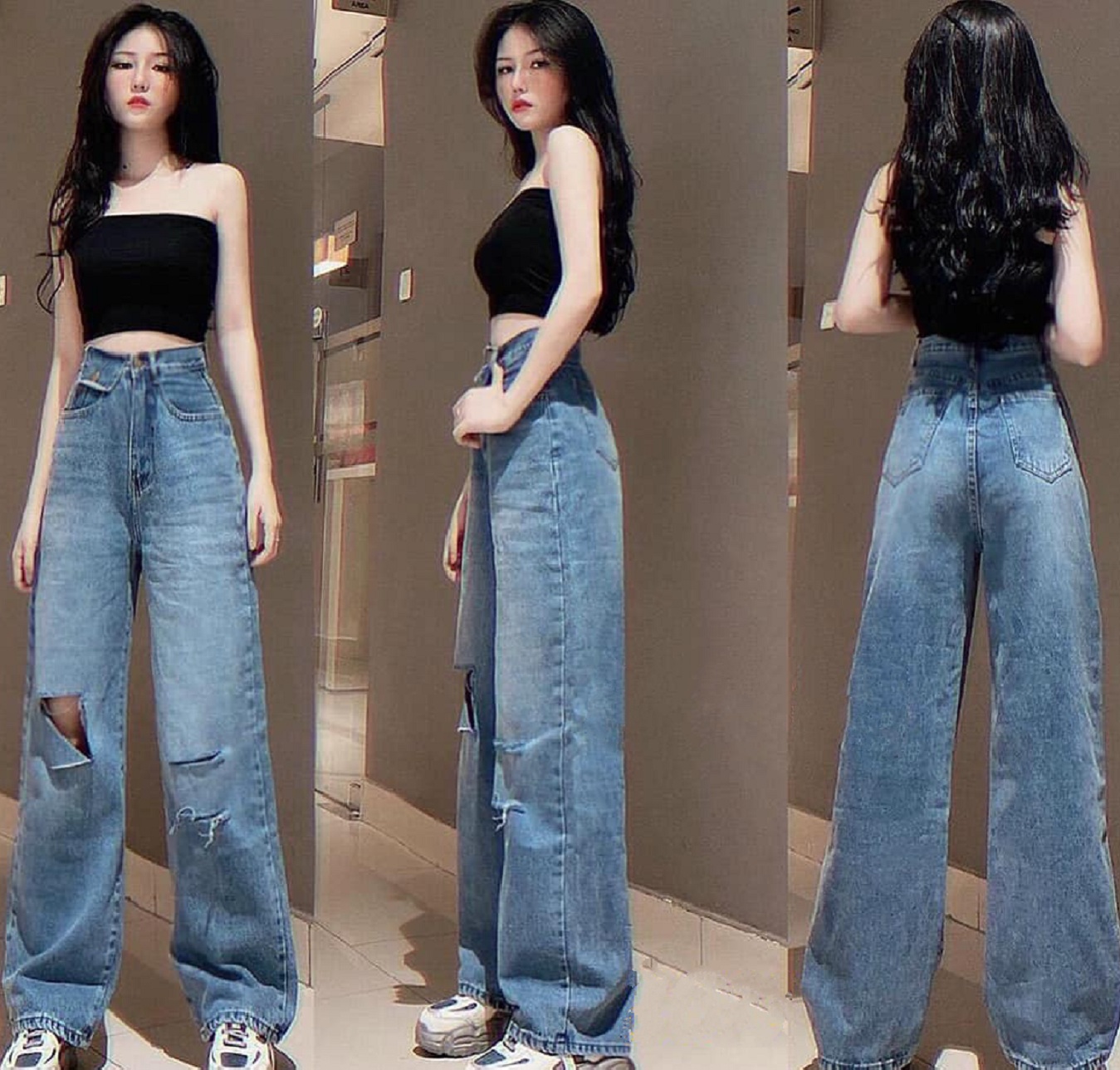 QUẦN BAGGY JEAN ỐNG RỘNG LƯNG CAO