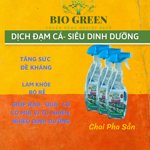 Phân bón hữu cơ đạm cá BIOGREEN 500ml bật chồi, xanh lá, cải tạo đất, ra hoa nhiều