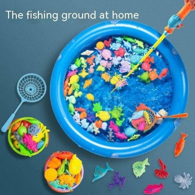 Bộ đồ chơi câu cá cho bé 42 chi tiết có gắn nam châm bao gồm cần câu nhựa, bể phao 2 tầng cho trẻ vui chơi tại nhà